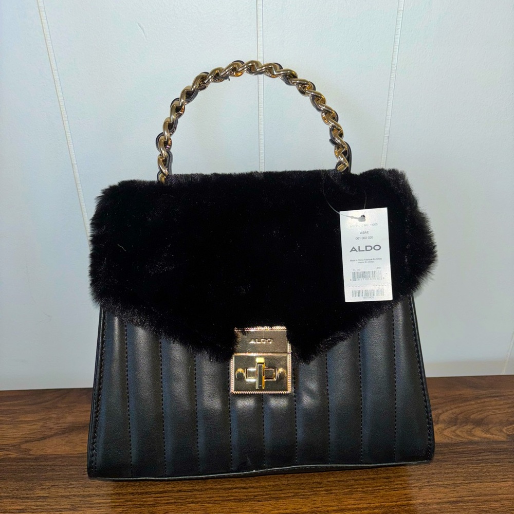 ALDO PURSE - Black/ faux fur